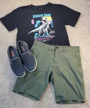 Trunks Men Hybrid Shorts Green Quick Dry 30 Beach to Street Summer Casual Active